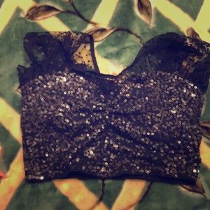 Black sequin crop top